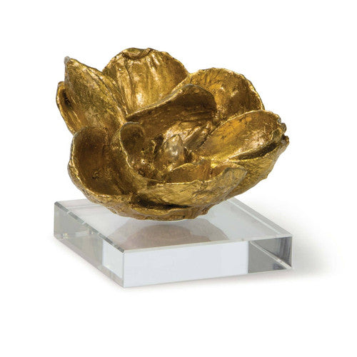 Magnolia Objet in gold sitting on square acrylic base by Regina AndrewRegina Andrew