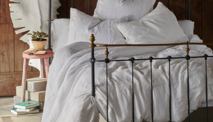 Flax Solid/Stripe Linen Bedspread King - Maison de Kristine