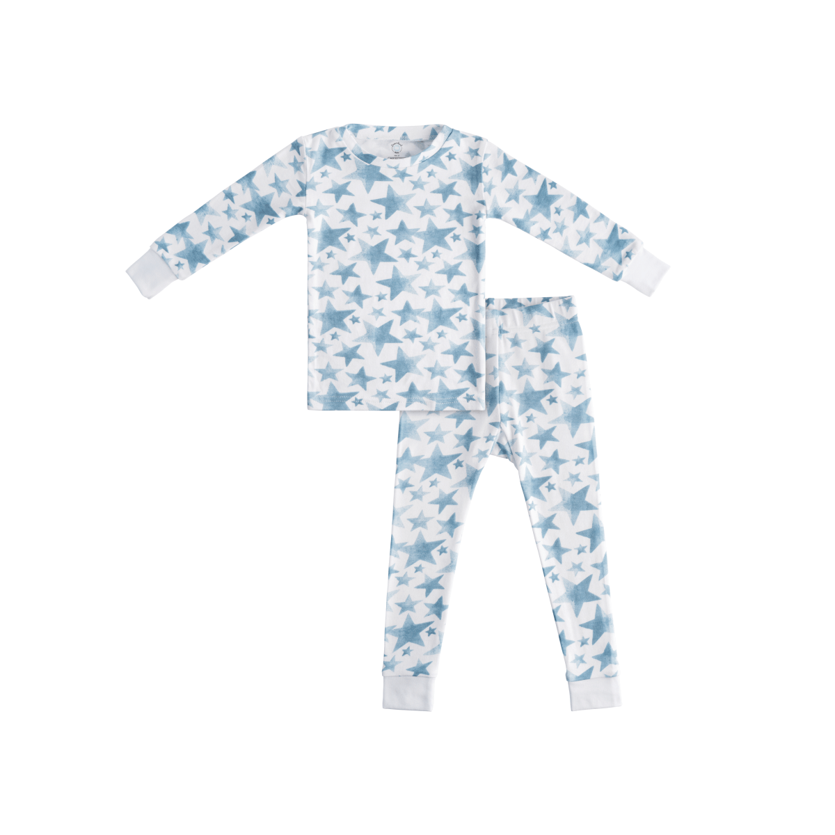 Children's pajama set with star pattern on a white background
