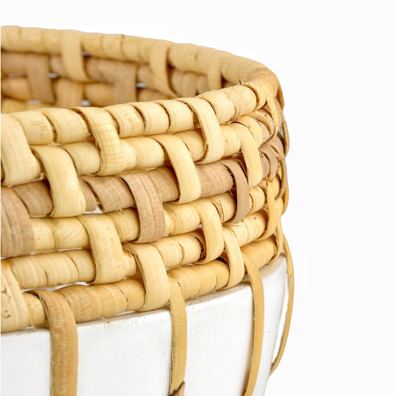 Kyoto Rattan & White Footed Bowl by Currey and Company