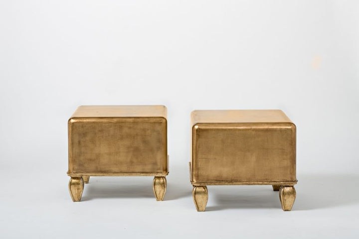 Contemporary Ottoman Coffee Table – Small by Tara Shaw shown as pair against white background