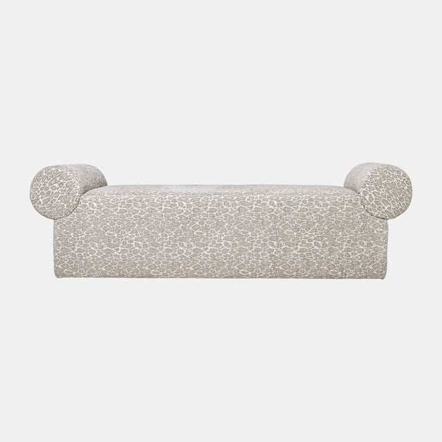 Flared Arms Bench in Grey Leopard
