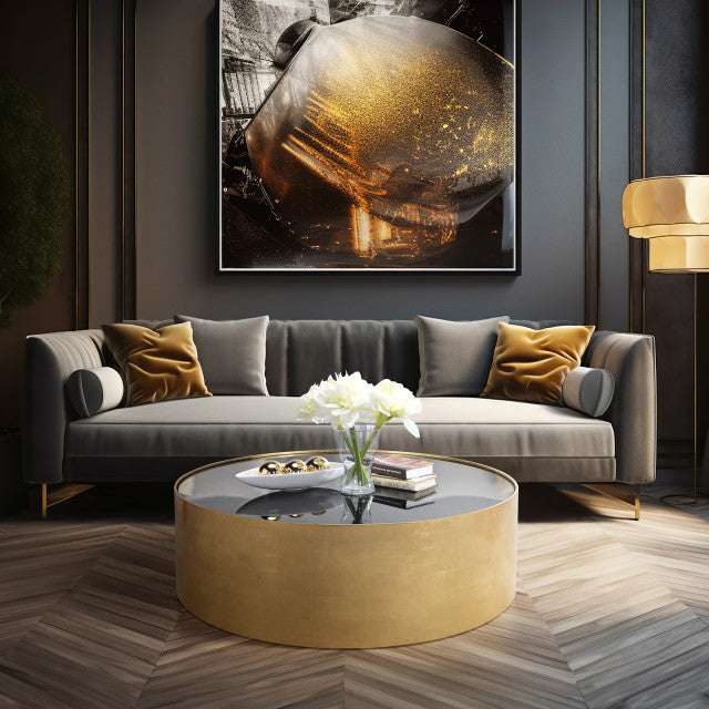 Gold Black Glass Coffee Table 47" by Elevate