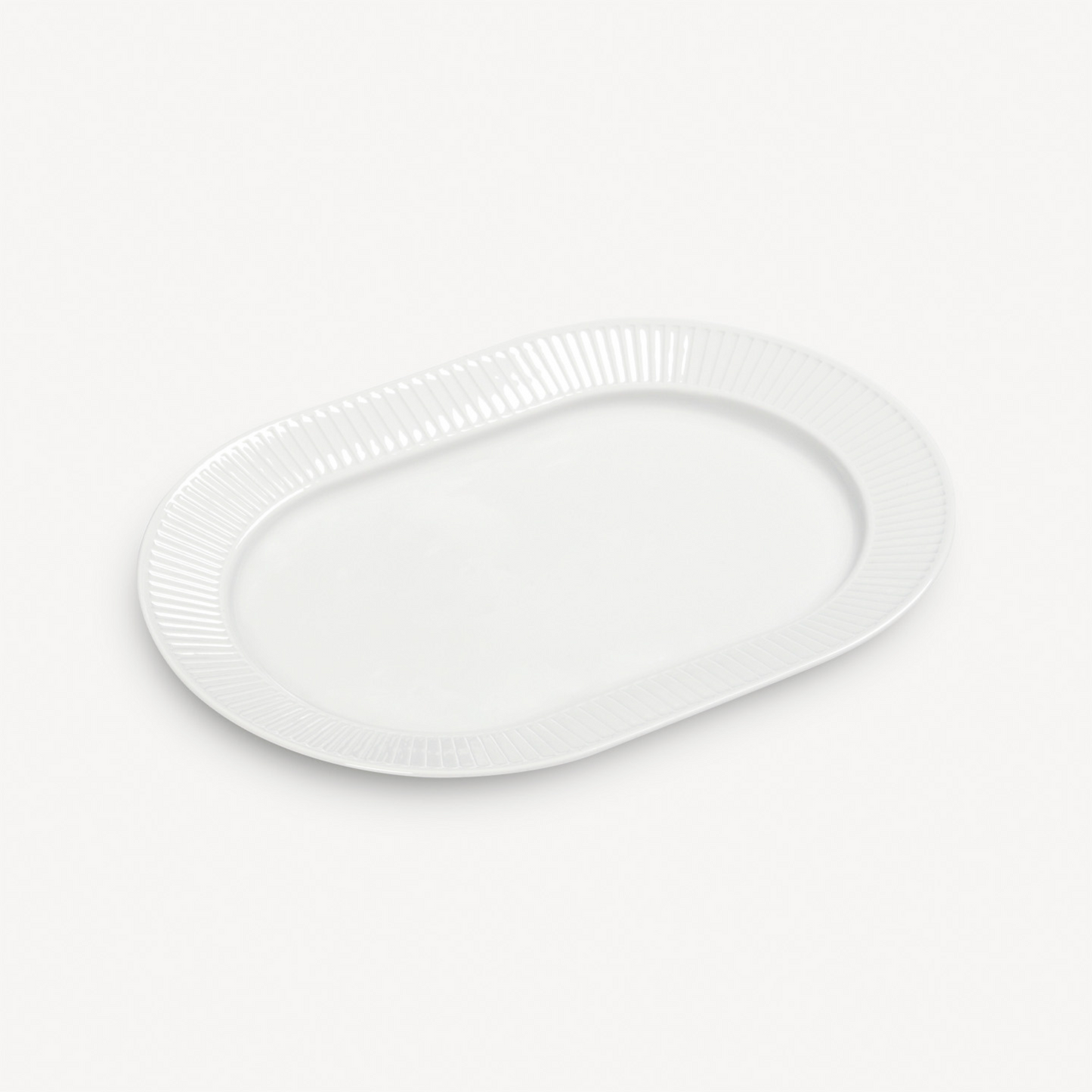 White oval platter on a light gray background