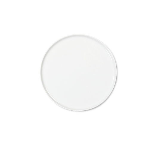 Clear circular object on a white background