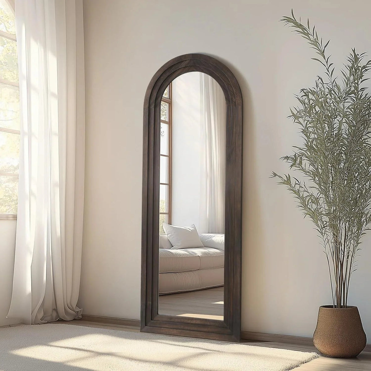 MELOMOIR Arched Full Length Floor Mirror with Solid Wood Frame