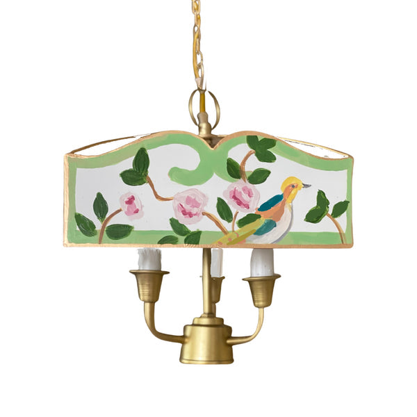 Perry Pendant Chandelier in Green Floral Dana Gibson