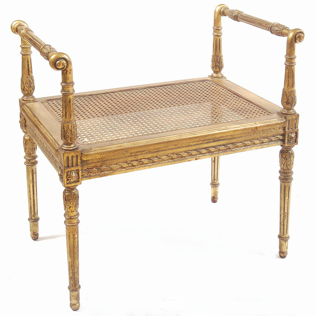 Alina Single Gold Bench With Cane Seat