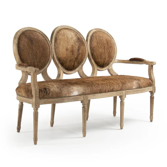 Zentique Medallion Cowhide Triple Back Chair