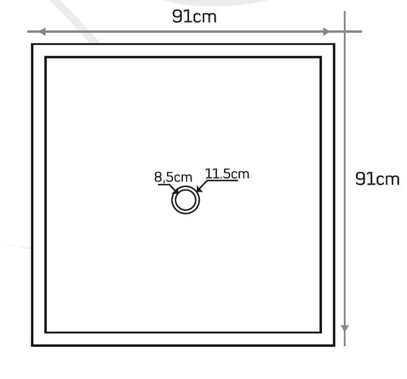 Black Andesite Square Shower Base Hand-carved from Solid Andesite Block (W)36" (L)36" (H)3"