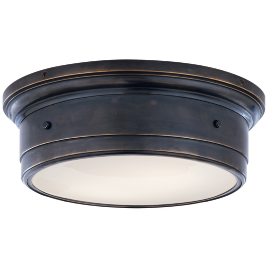 Siena Large Flush Mount in Antique Nickel with White Glass Ceiling Fixture