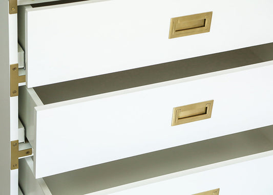 Small Carlyle Campaign Dresser in White by Ave Home