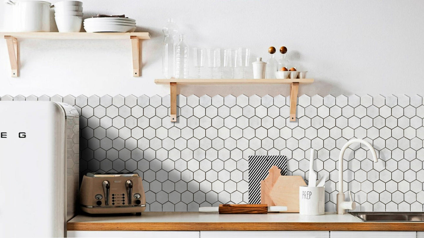 Carrara White Marble Hexagon 2" Polished Mosaic Floor and Wall Tile - Livfloors Collection
