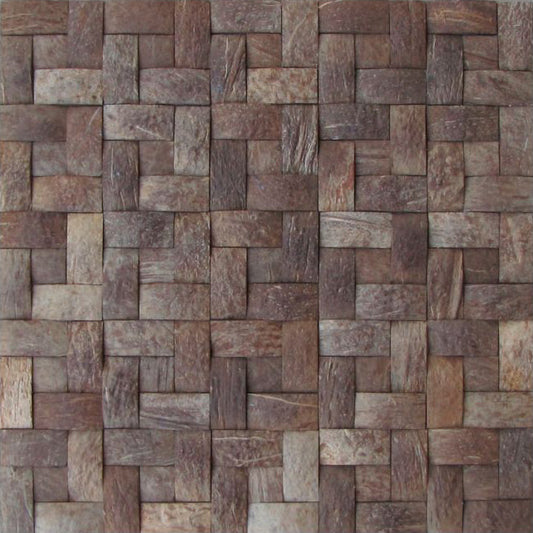 Coconut Shell Basketweave Mesh-mounted Mosaic Wall Tile - Livfloors Collection