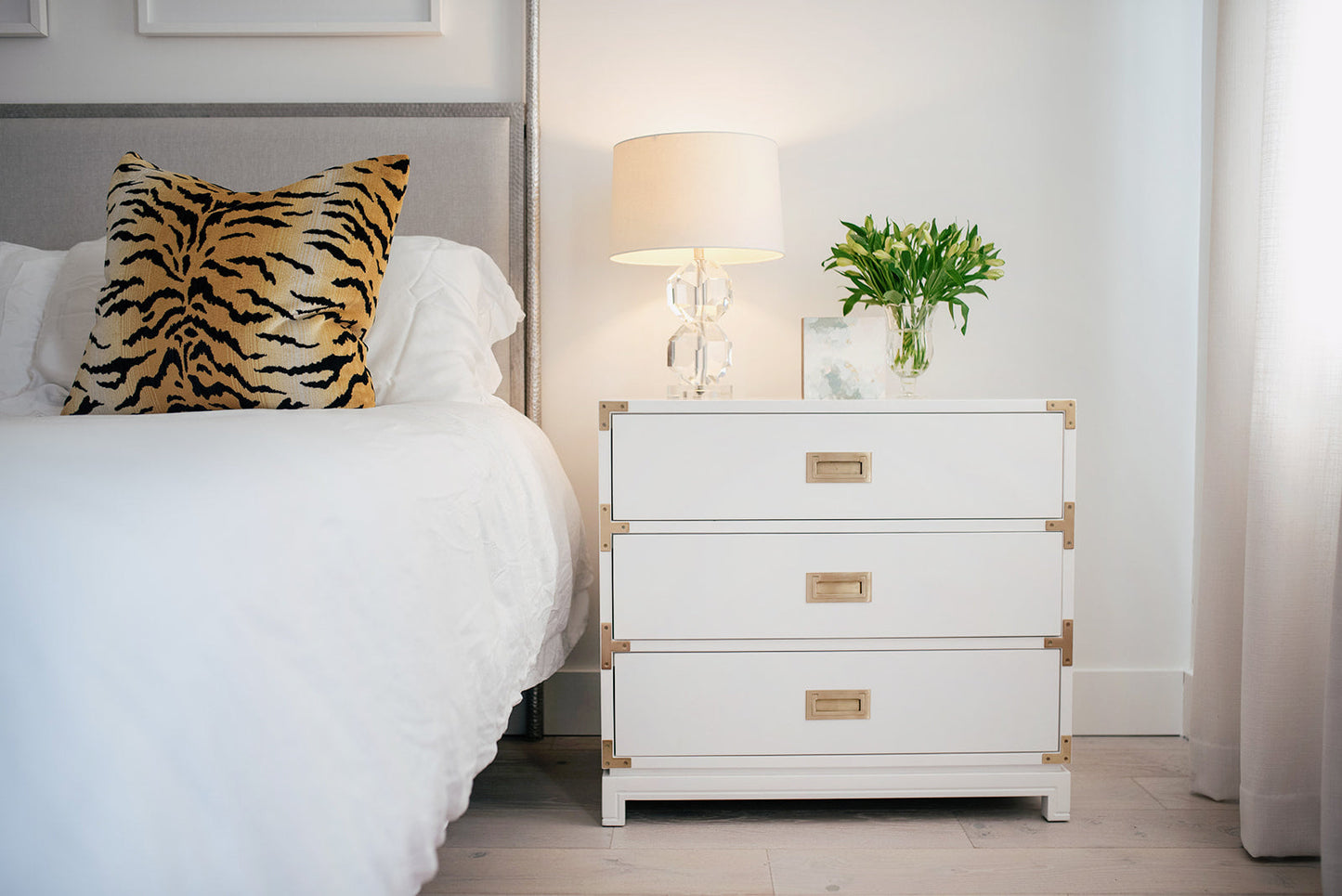 Small Carlyle Campaign Dresser in White by Ave Home
