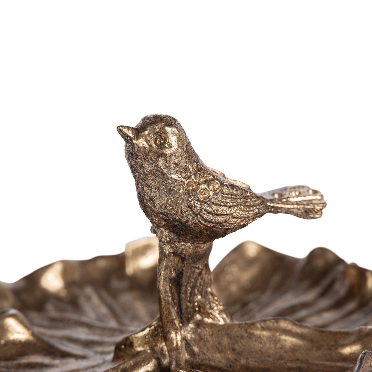 Gilded Garden Bird Dish, Antiqued Gold