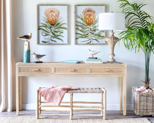 Marissa Teak and Rattan Console Table