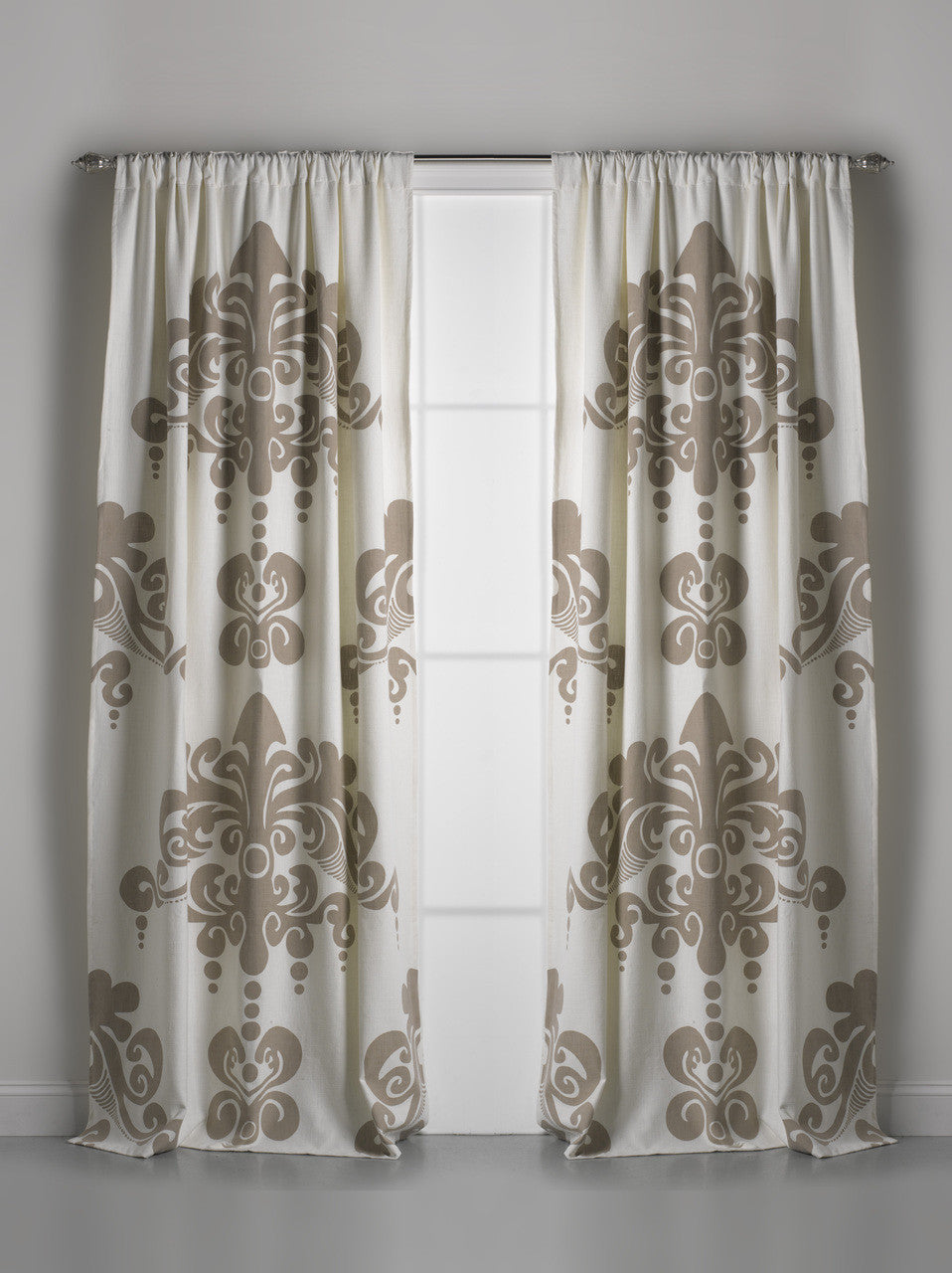 Enchantique Ivory Stonewashed Cotton Lined Window Curtain