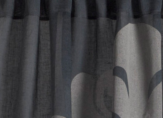 Enchantique Slate Grey Linen Gauze Damask Window Curtain