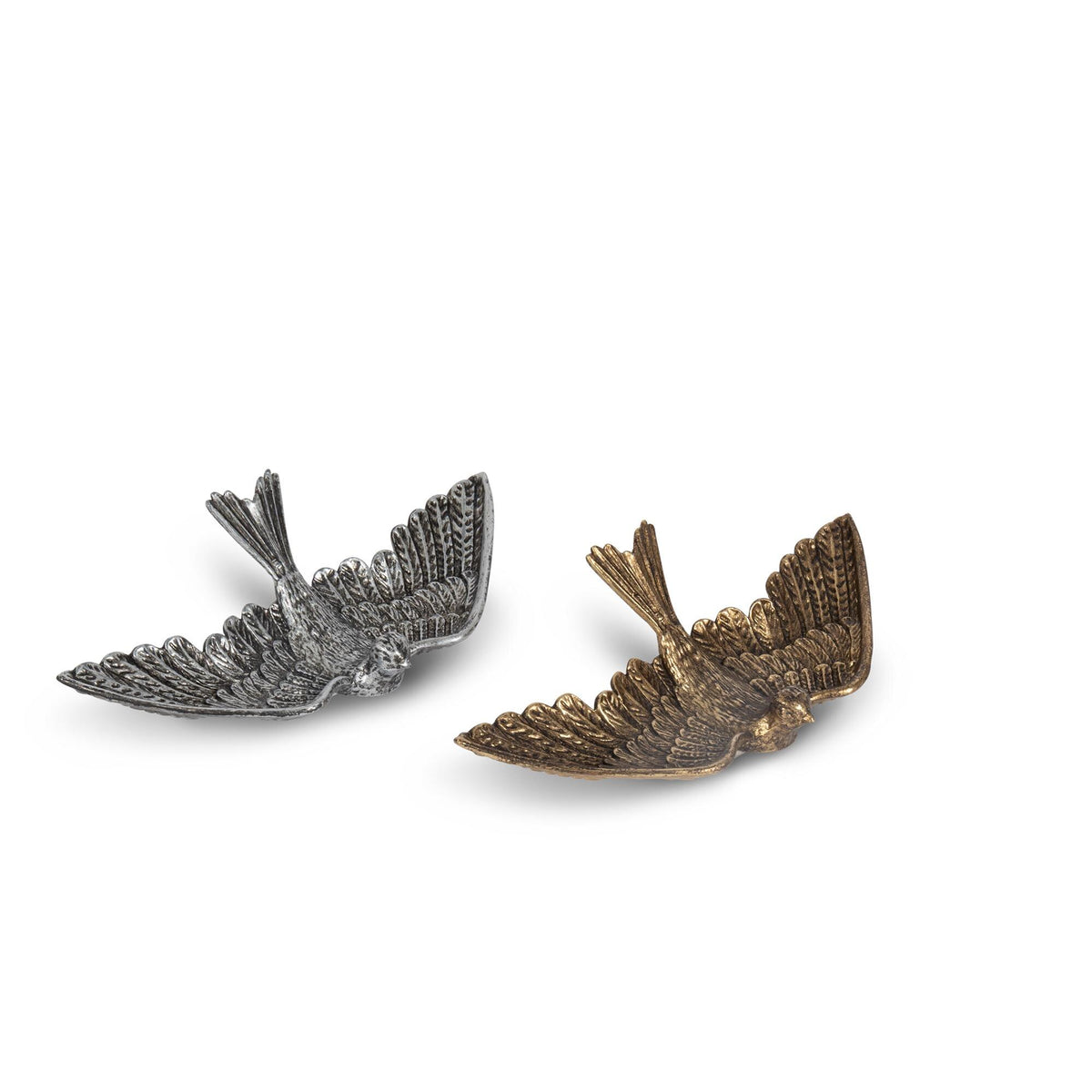 Flying Bird Shape Pewter Trinket Dish, 2 Asst.,4.9"L