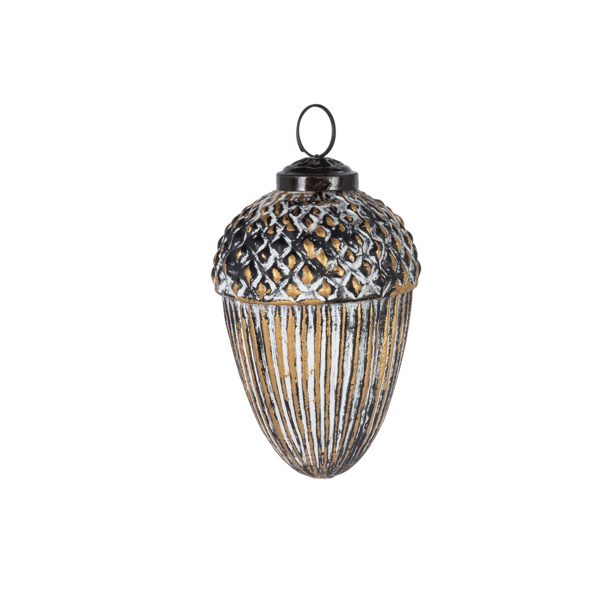 4.32"H Antiqued Bronze Glass Acorn Ornament