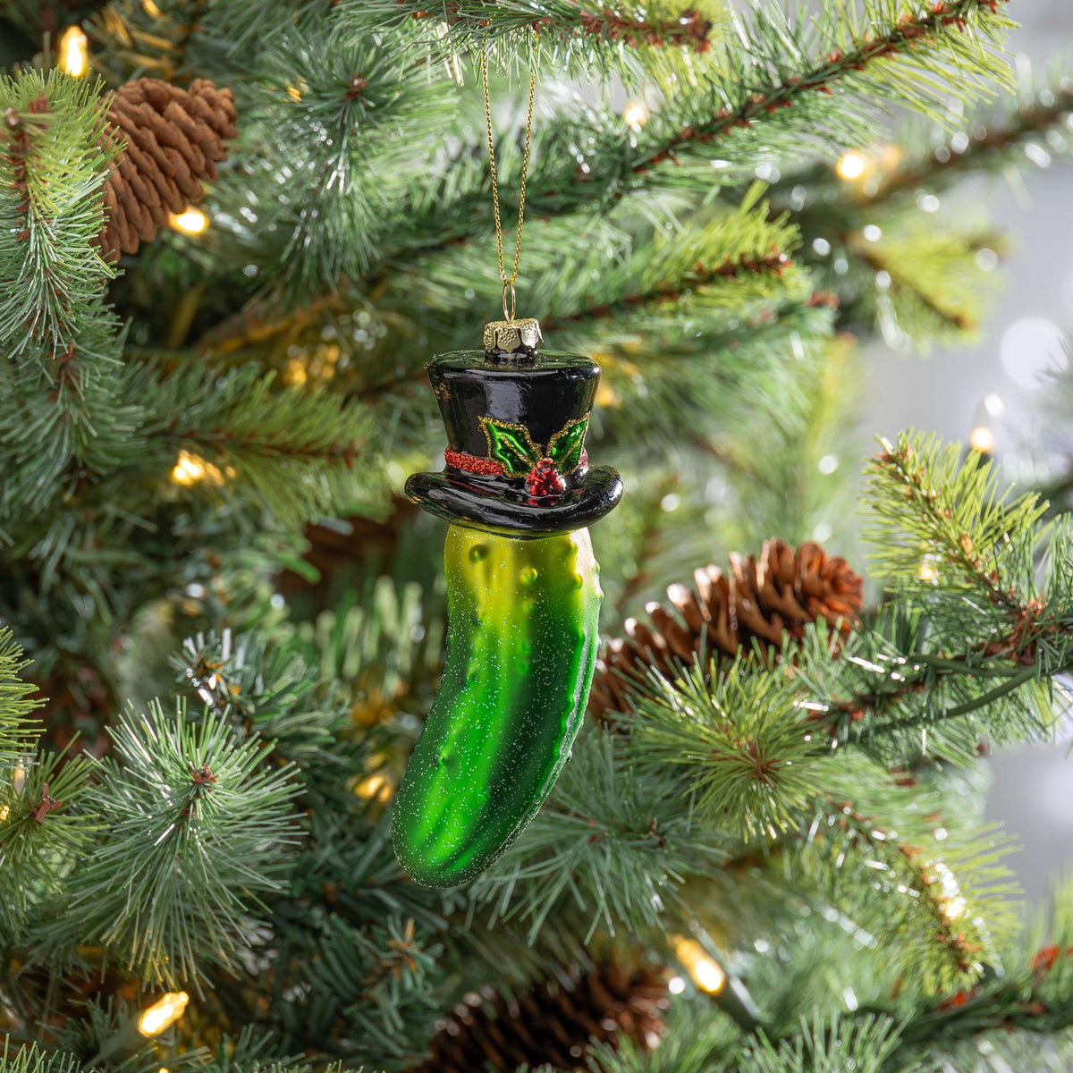 Pickle in a Top Hat Ornament