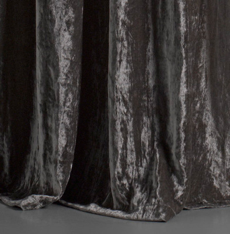 Luscious Soft Earth Brown Silk Velvet with Natural Jute Header Window Curtain