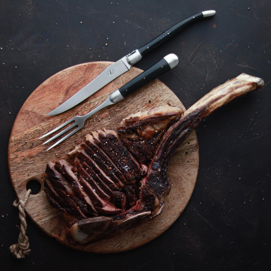 Laguiole XL Carving Set Ebony Handle Satin Finish