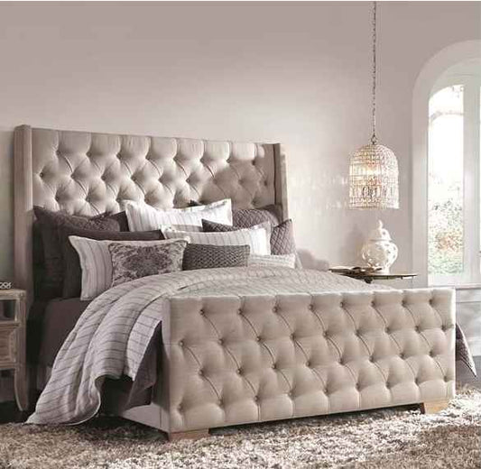 Laurent Tufted Bed Eastern King in Natural-discontinued