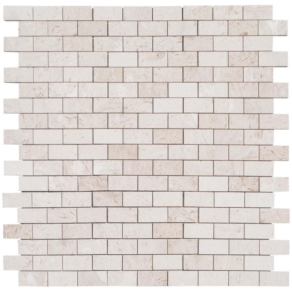 Mayra White Limestone Brushed Mosaic Floor and Wall Tile - Livfloors Collection