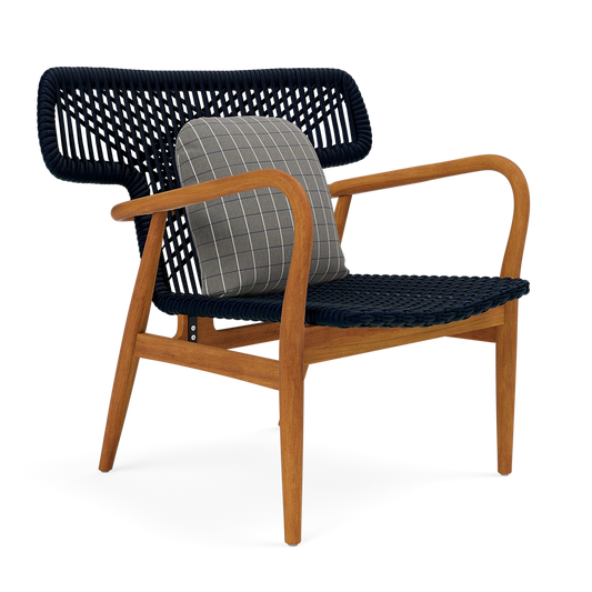 Garrison Outdoor Wing Chair - Clyde Charcoal Plaid High-Performance Fabric