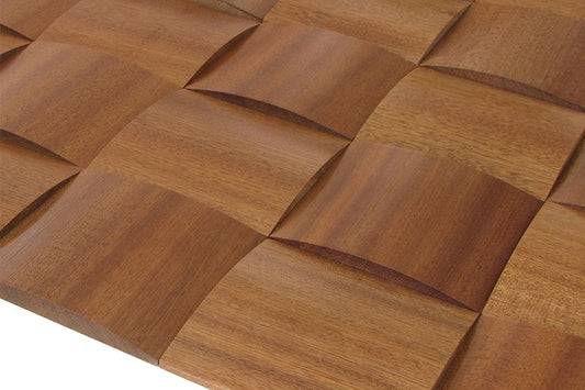 Sapele Big Straw Mesh-mounted Wood Mosaic Wall Tile - Livfloors Collection