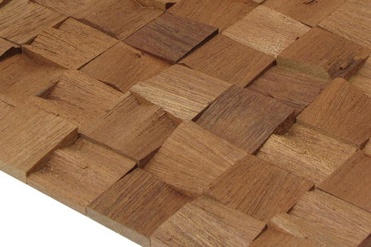 Sapele Natural Mesh-mounted Wood Mosaic Wall Tile - Livfloors Collection