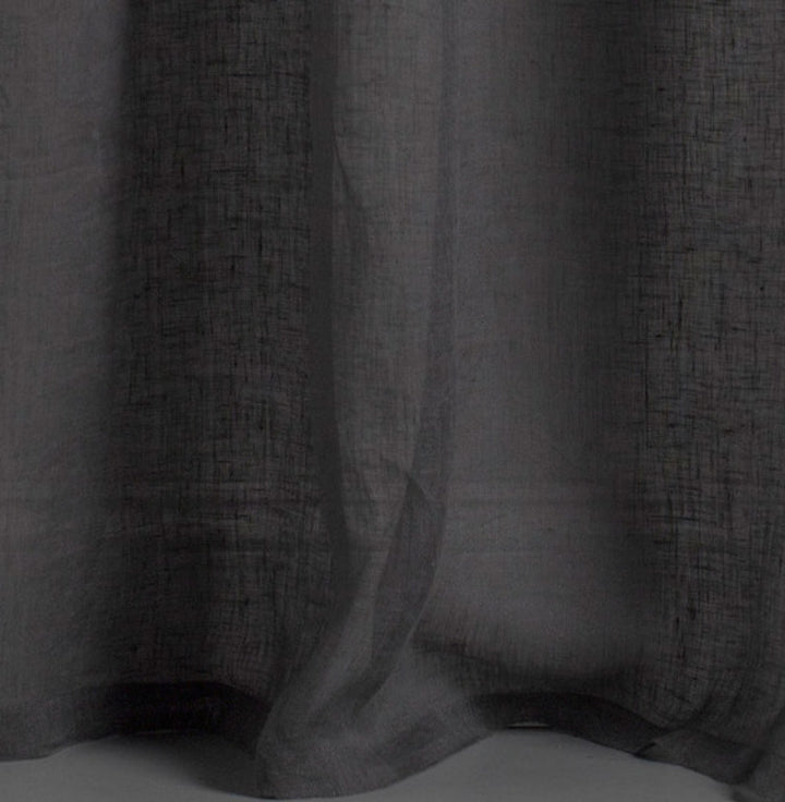 Solid Slate Grey Linen Gauze Window Curtain