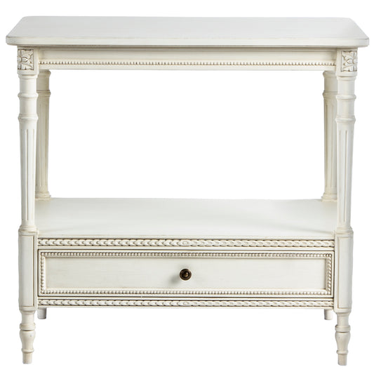 Grey 2 Shelf Large Table with Drawer - Nightstand