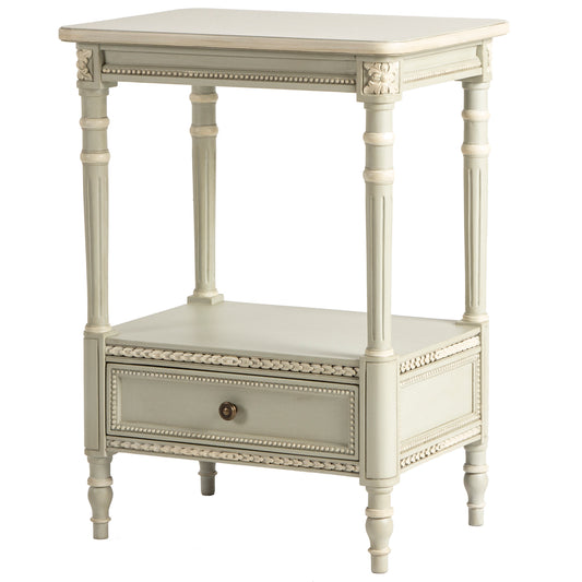 Cream Small 2 Shelf Table with Drawer - Nightstand