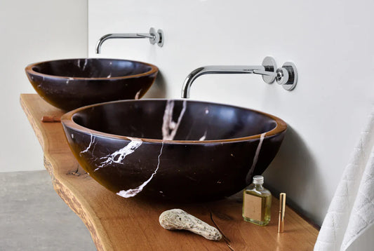 Natural Stone Toros Black Marble Above Vanity Bathroom Sink