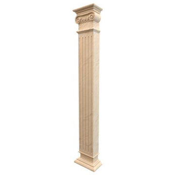 Troia Light Travertine Rectangular Italian Hand-carved Column (W)16" (L)16" (H)111"