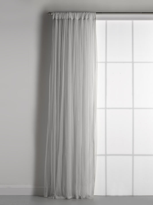 Whisper Grey Gathered Tulle Semi Sheer With Lining Window Curtains 108"-no longer mfg