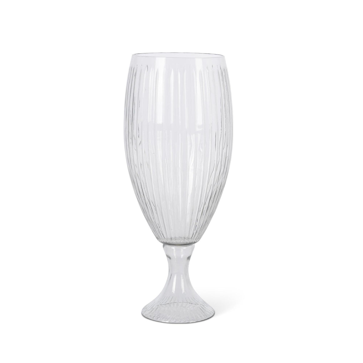 Heavy Cut Glass Vase, 14.6"H