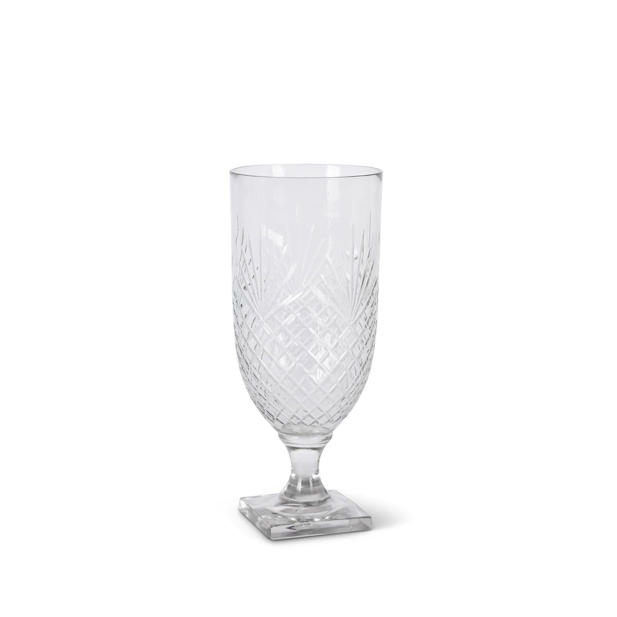 Etched Hurricane Glass Vase, 13"H