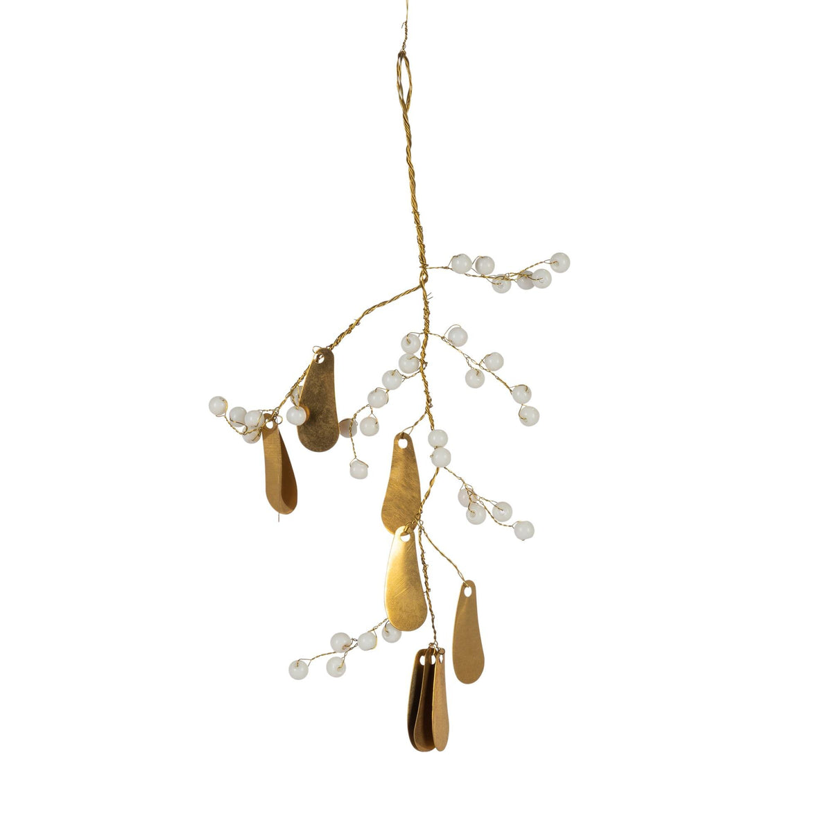 Metal Leaf and Bead Ornament Spray, 9.5"L