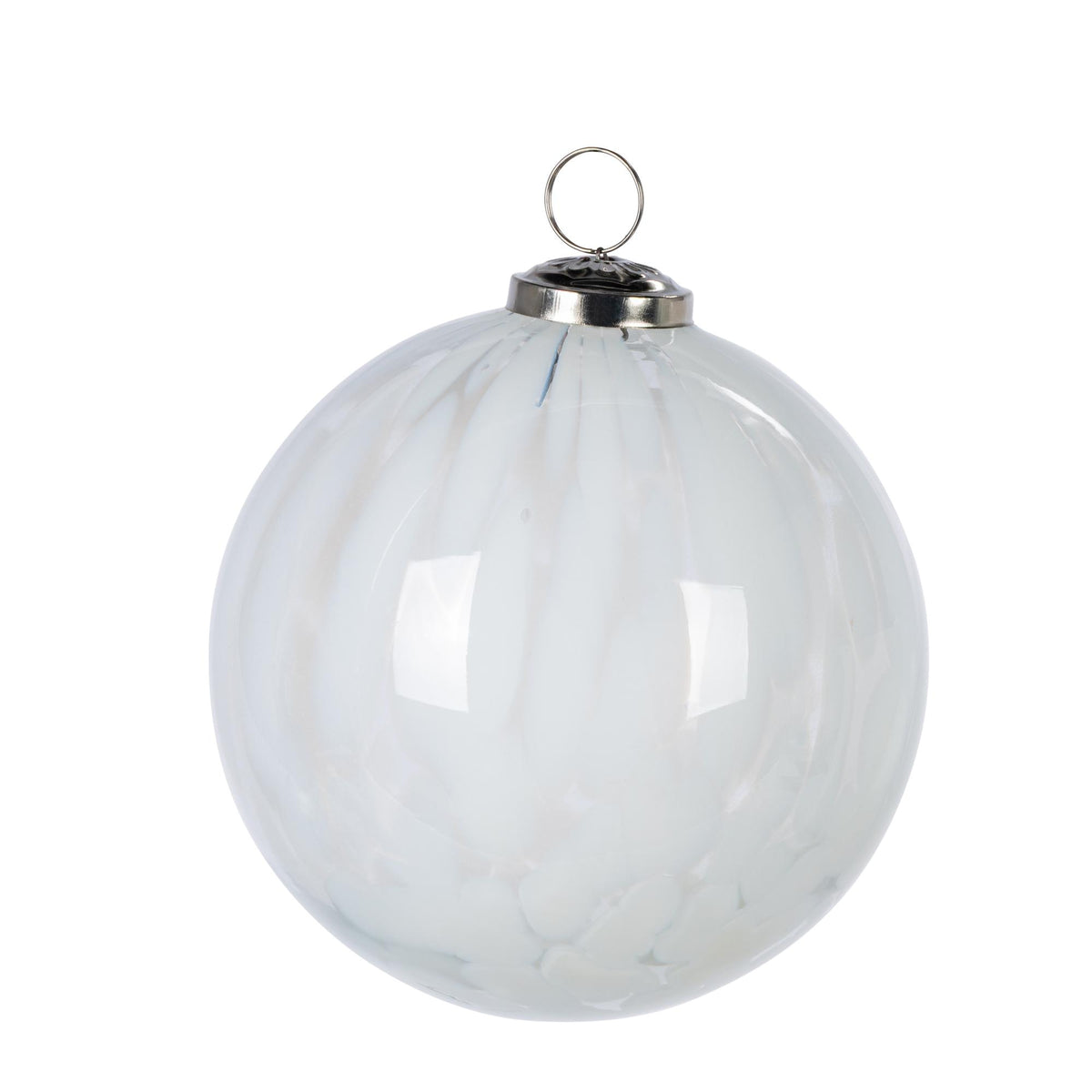 5" White Marble Finish Glass Ornament