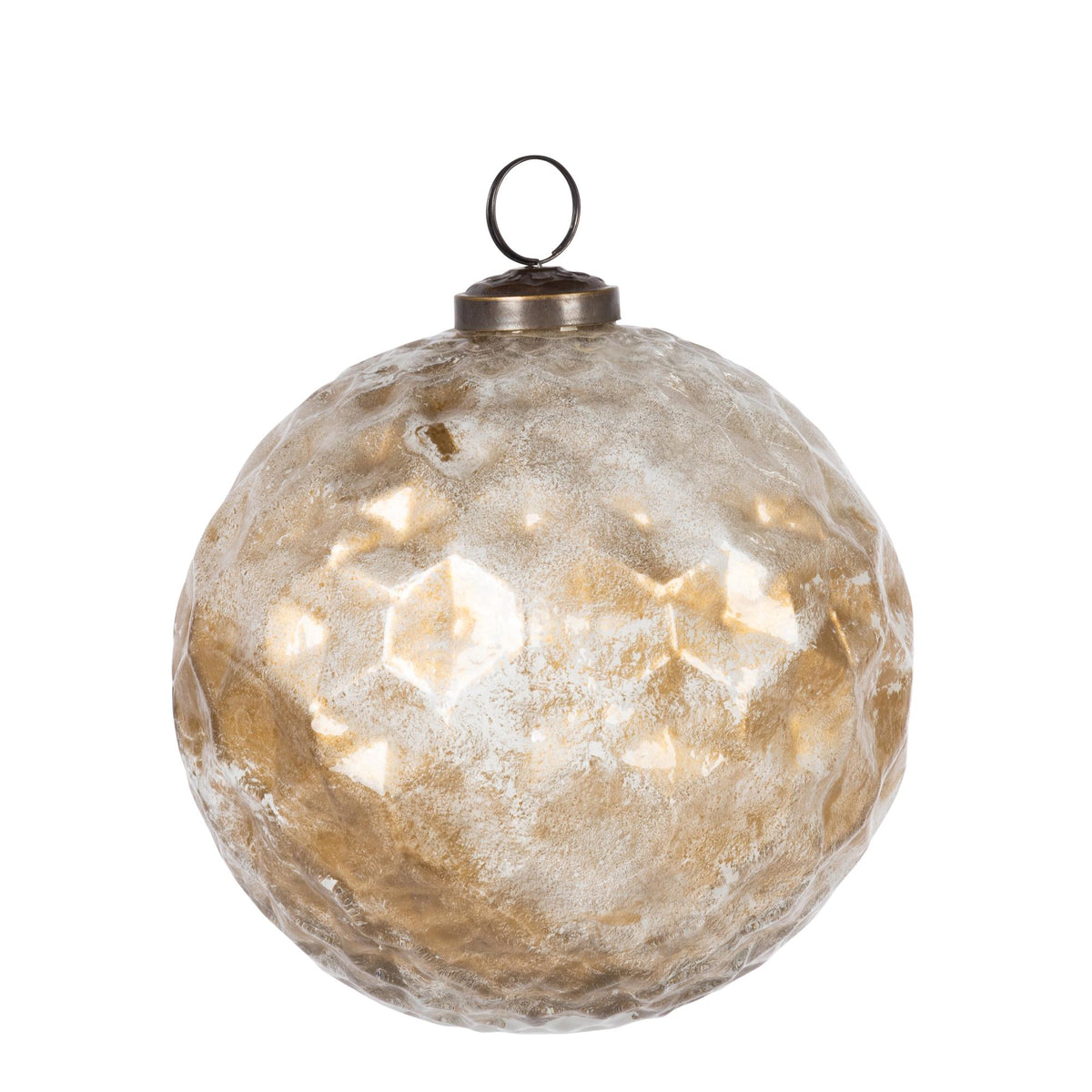 5" White & Gold Antique Glass Ornament