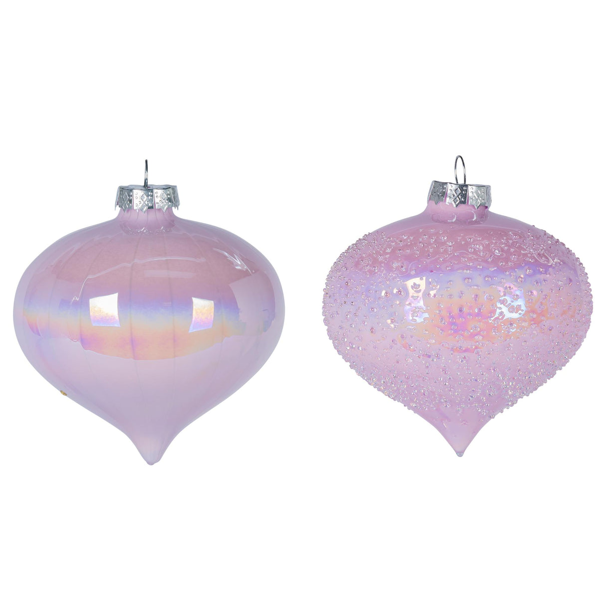 4.5"H Pink Glass Onion Finial Ornament, 2 Asst