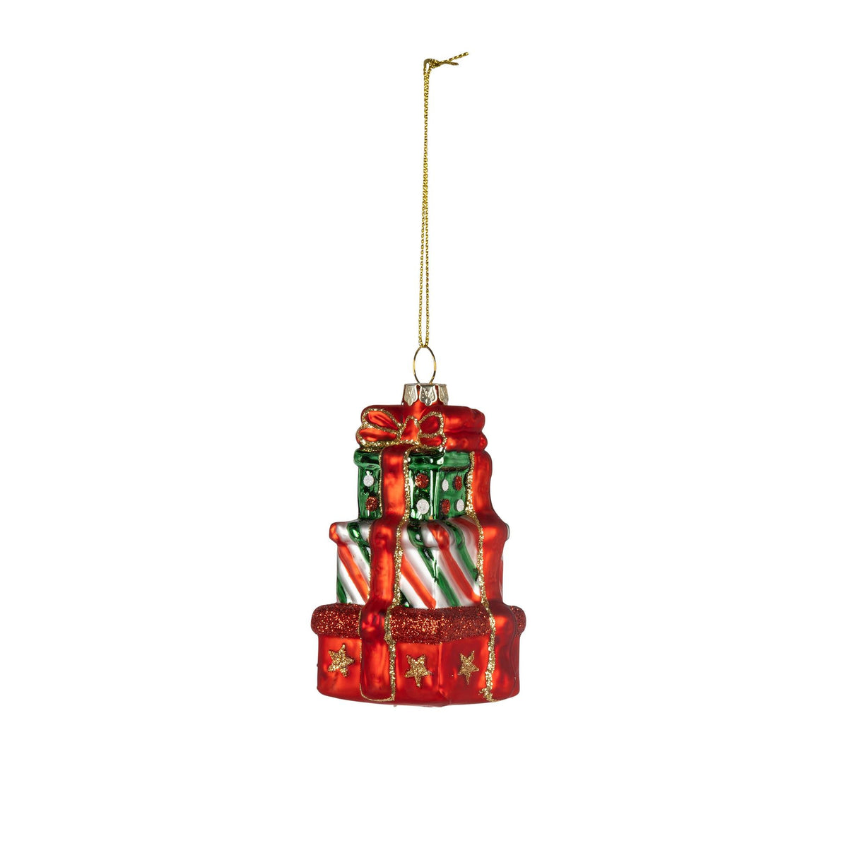 3.6"H Glass Stacked Present Ornament