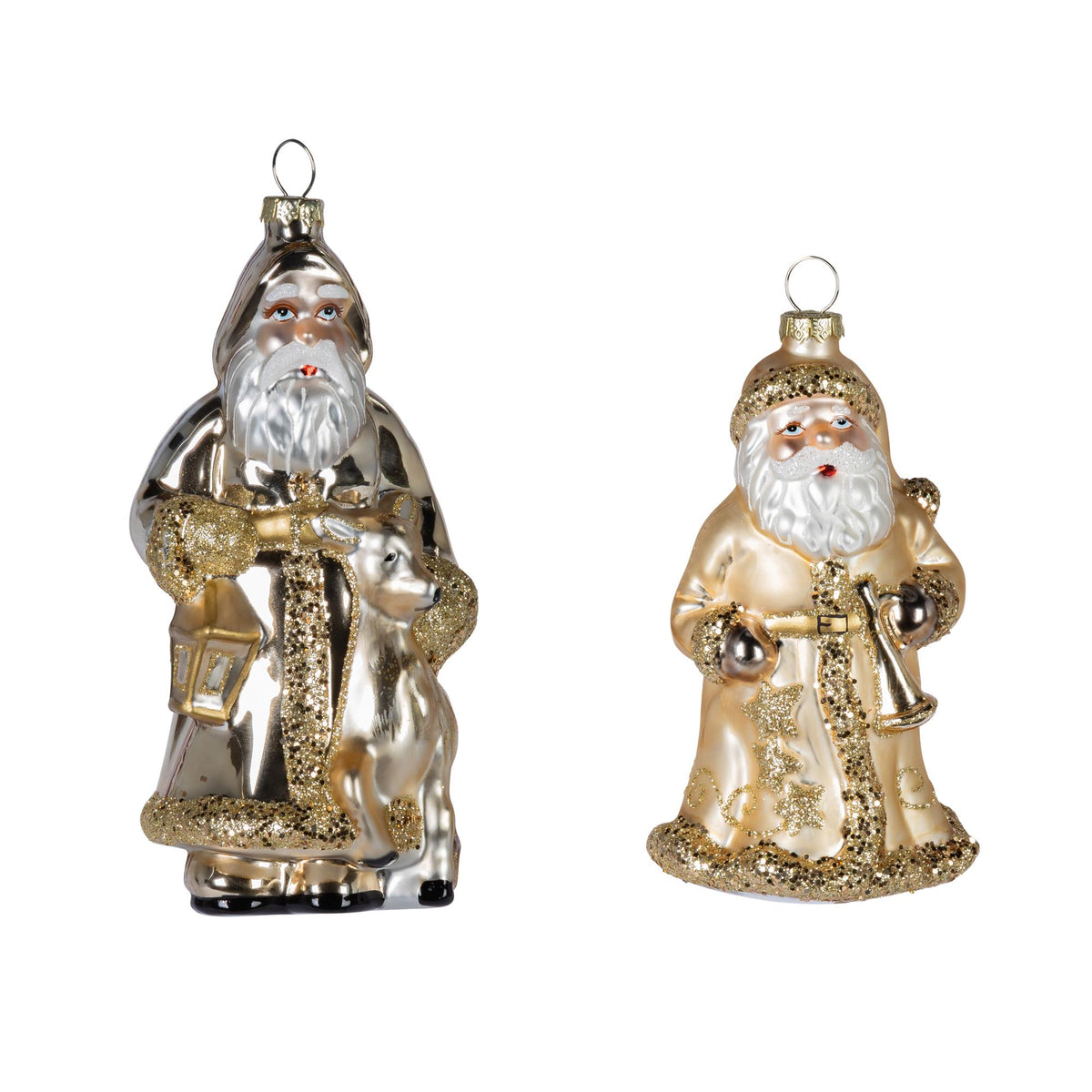 5.25" Santa with Trumpet Ornament, 2 Asst