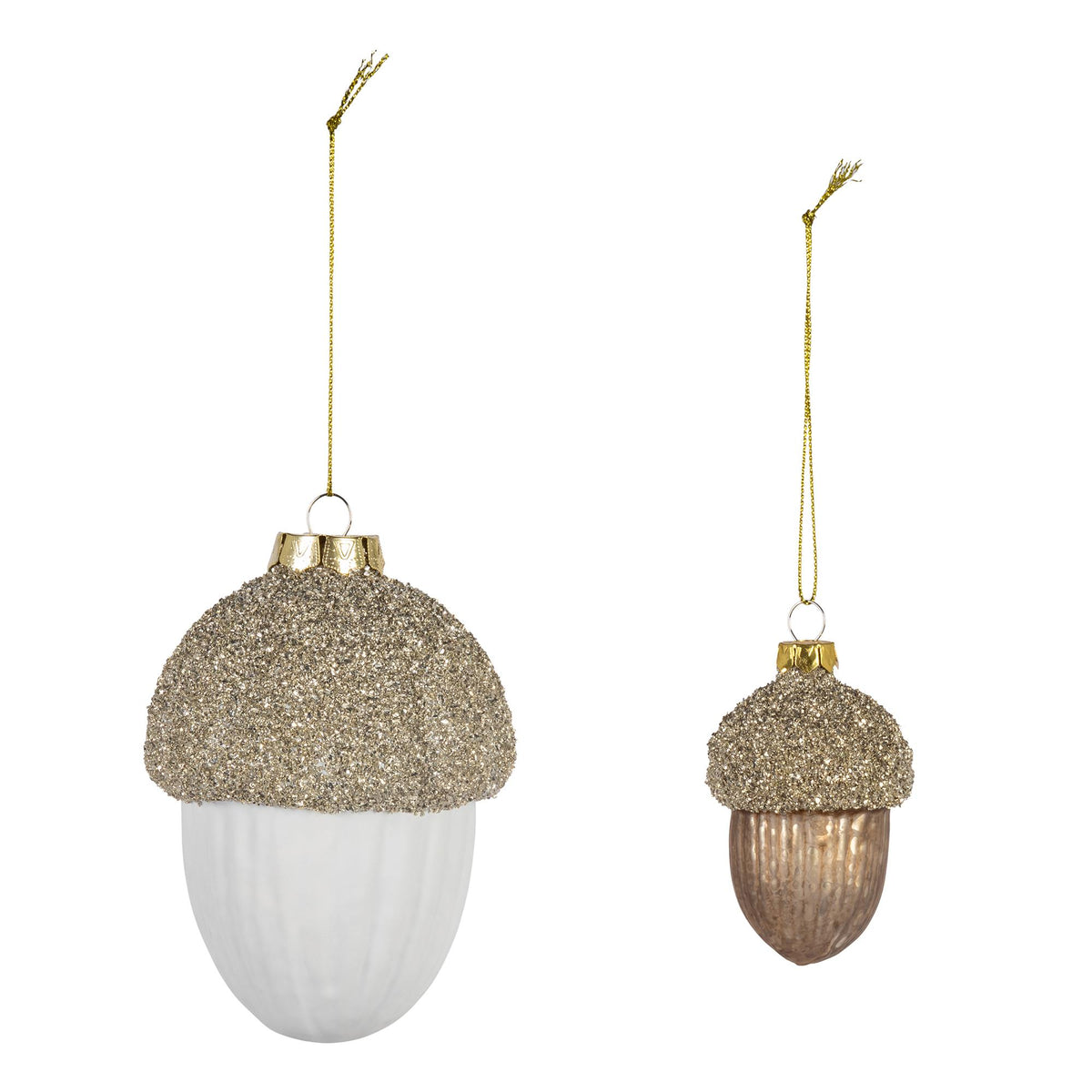 4.37"H Glass Acorn Ornaments, 2 Asst