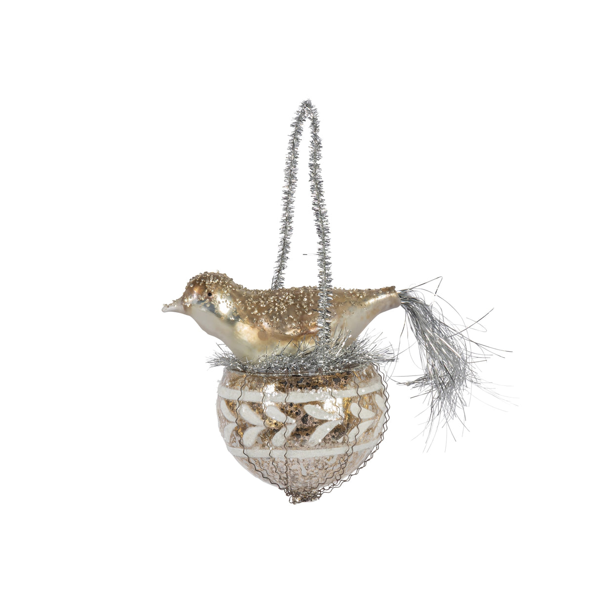 6.25" Glass Nesting Bird Ornament
