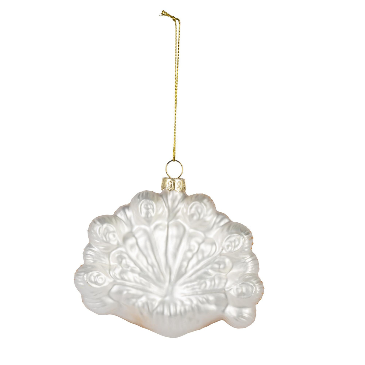 4.5"L Ivory Glass Peacock Ornament